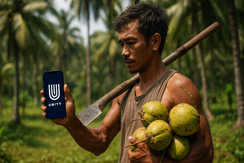 coconut farmer using a Unity Node
