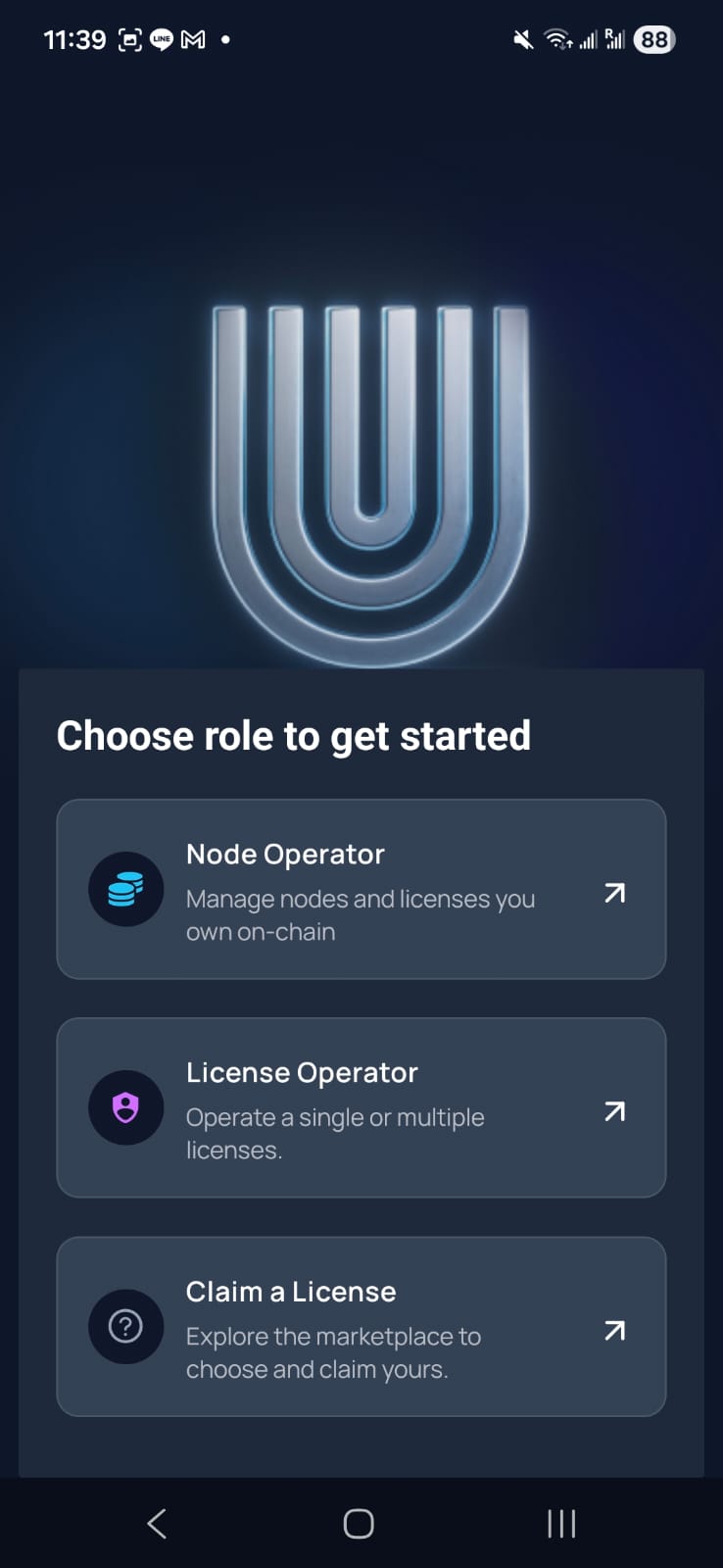 Unity app choose role — License Operator