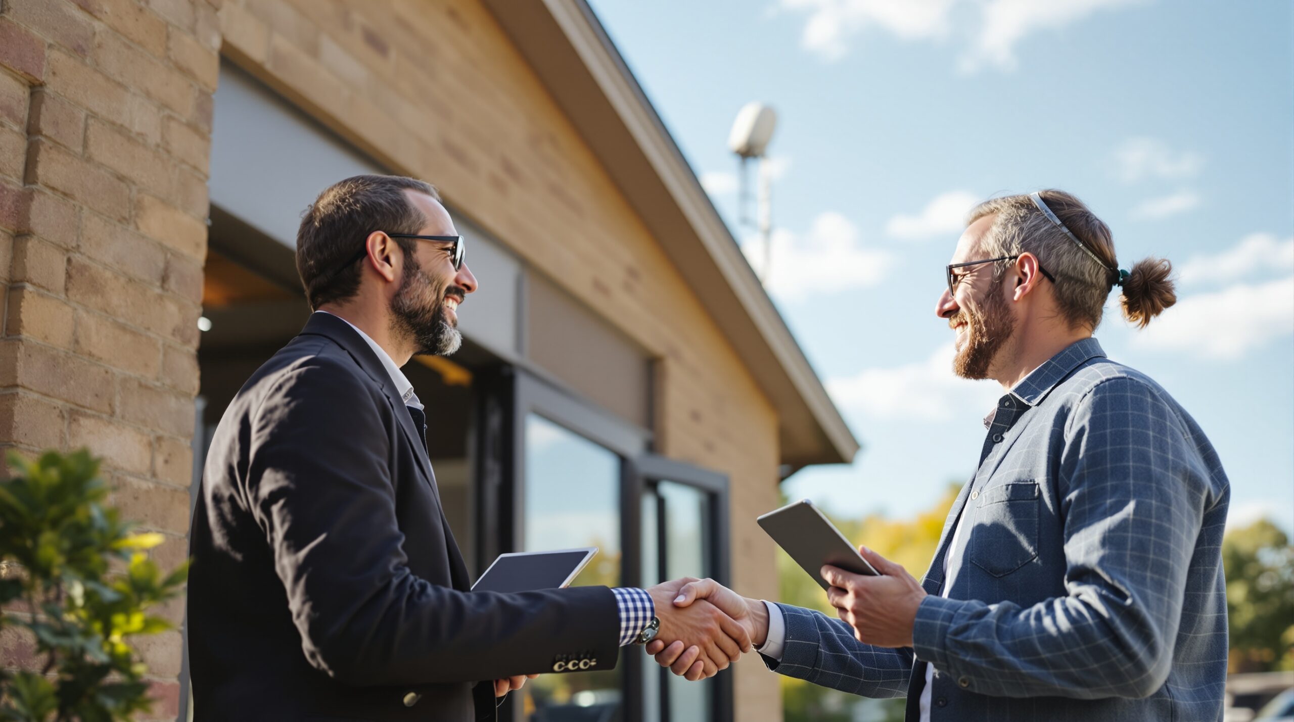 Two people meeting about AirNode hosting at a local business