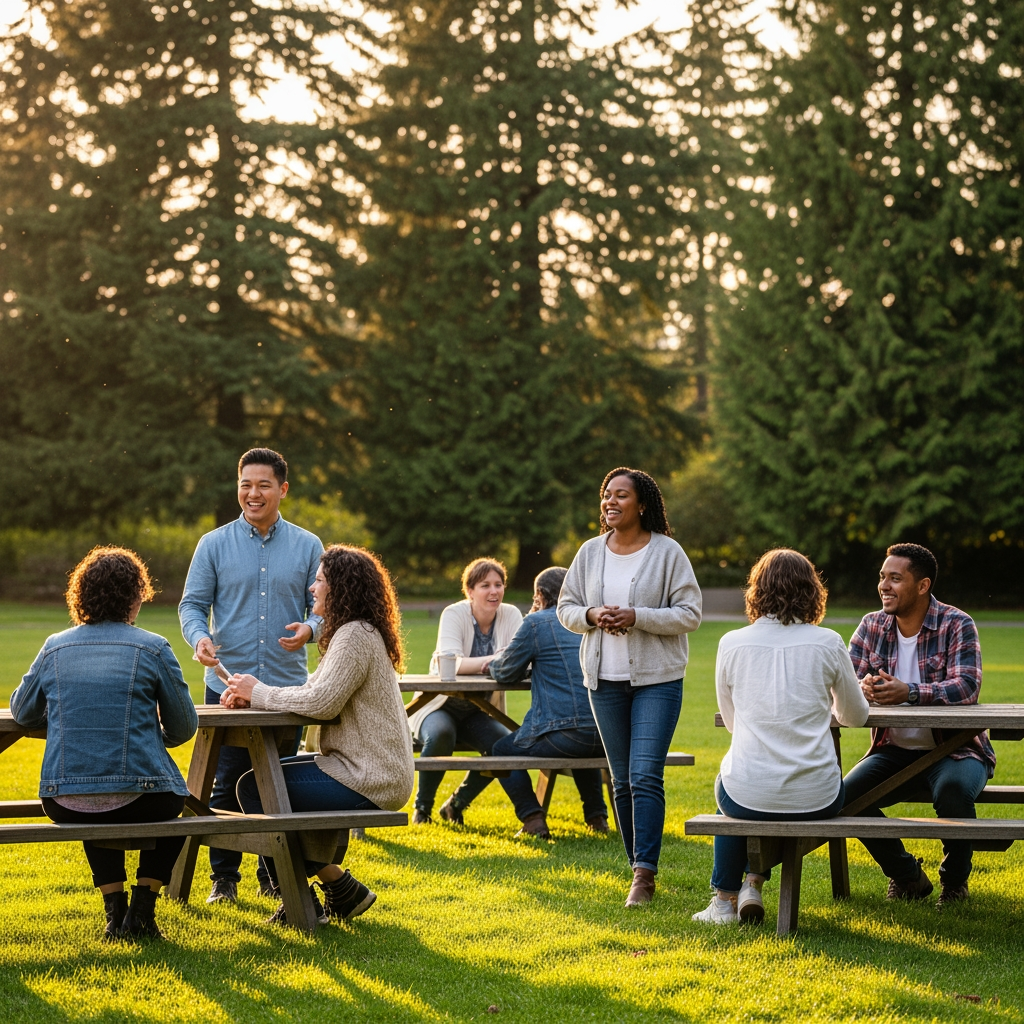 Local Bellingham community members at an outdoor gathering