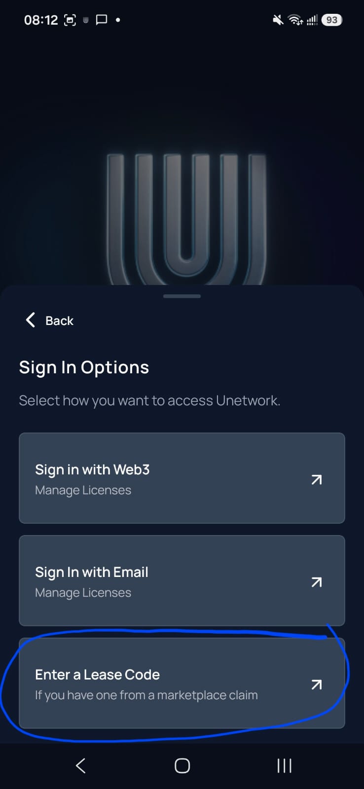 Sign in options