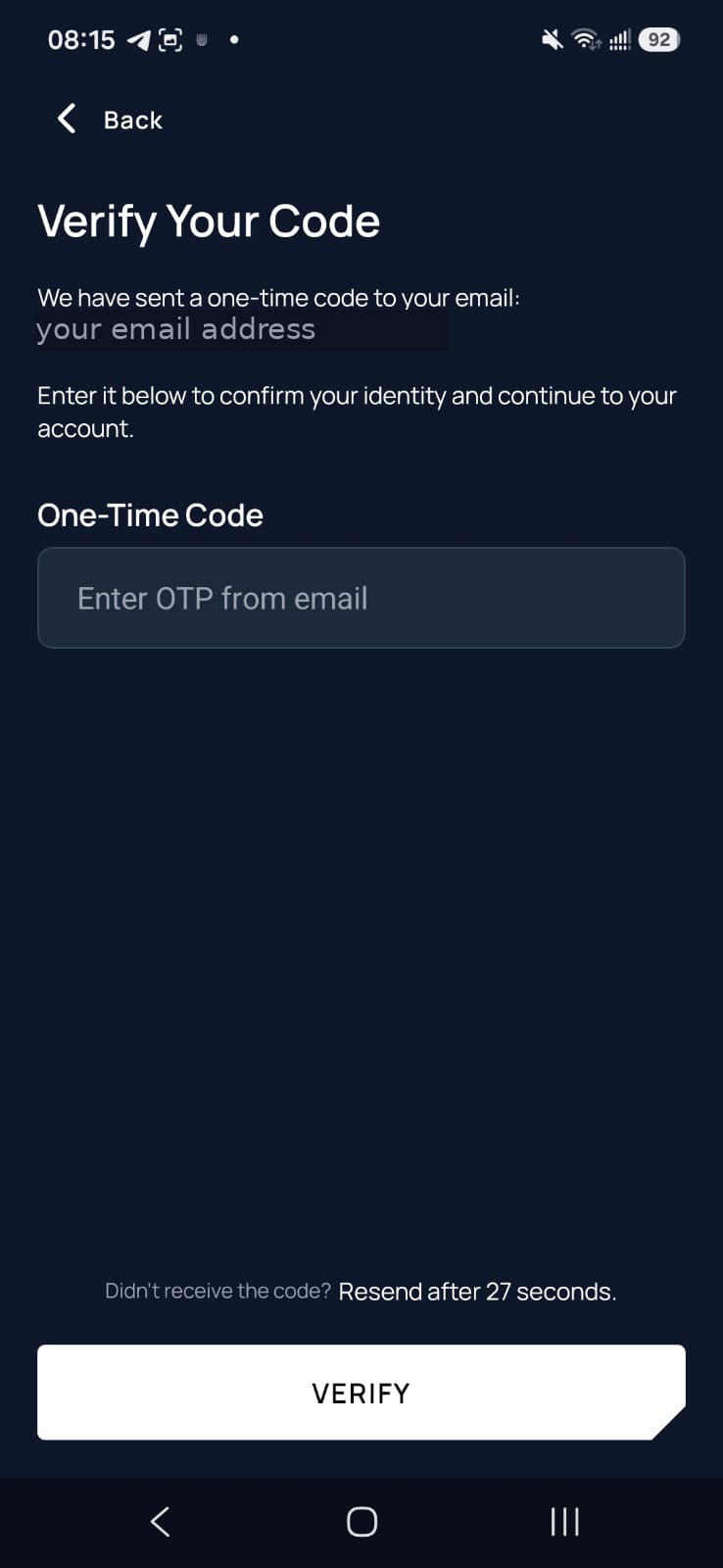 Verify one-time code